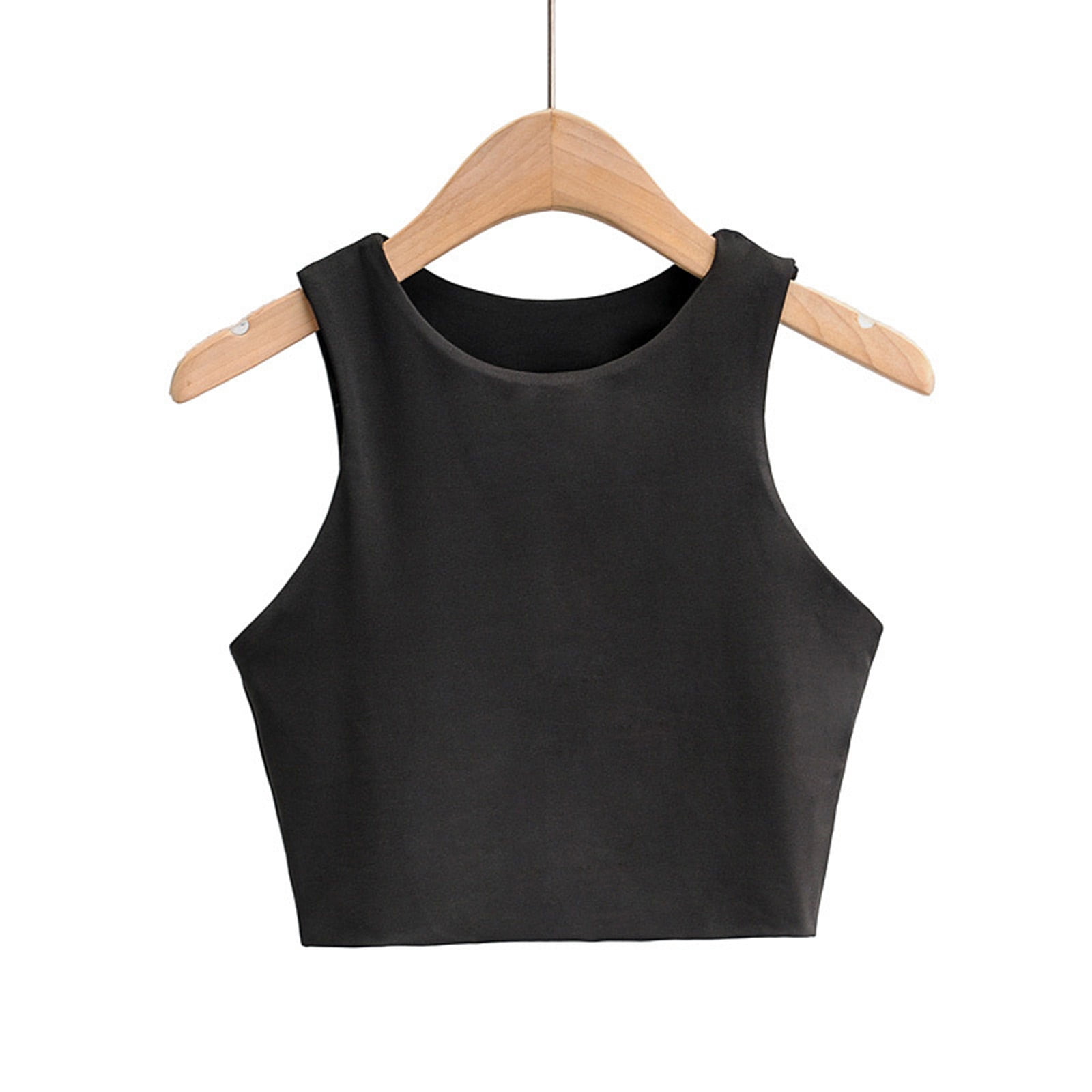 WZJuhiie Girl’s Sleeveless Crop Tops Double Layer Scoop Neck Cropped