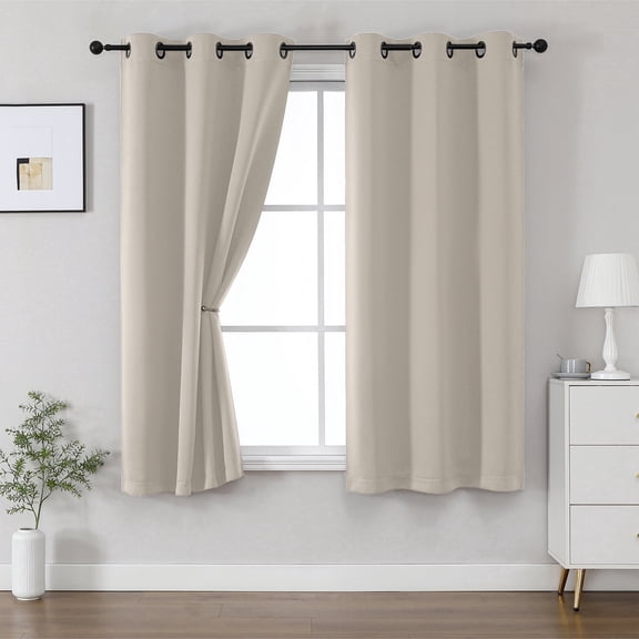 OVZME Kalme Stone Grommet Blackout Curtains 63 Inch Length, 2 Panels Set Thermal Insulated Room Darkening Window Drapes for Bedroom and Living Room, Each 40Wx63L, Stone