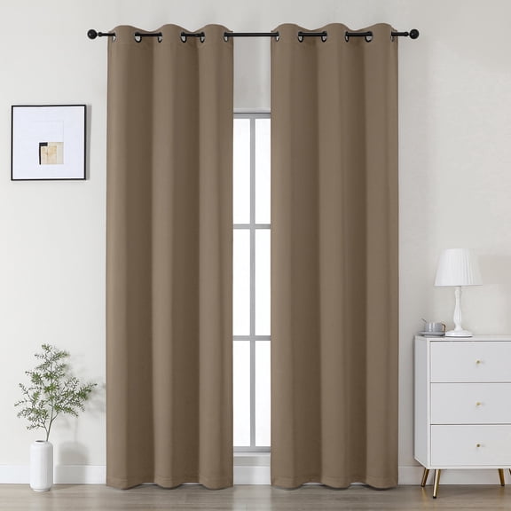 OVZME Kalme 2 Panels Grommet Blackout Curtains 84 inch Length, Thermal Insulated Room Darkening Curtain Drapes for Living Room Bedroom, Each W40 x L84 inch, Barley