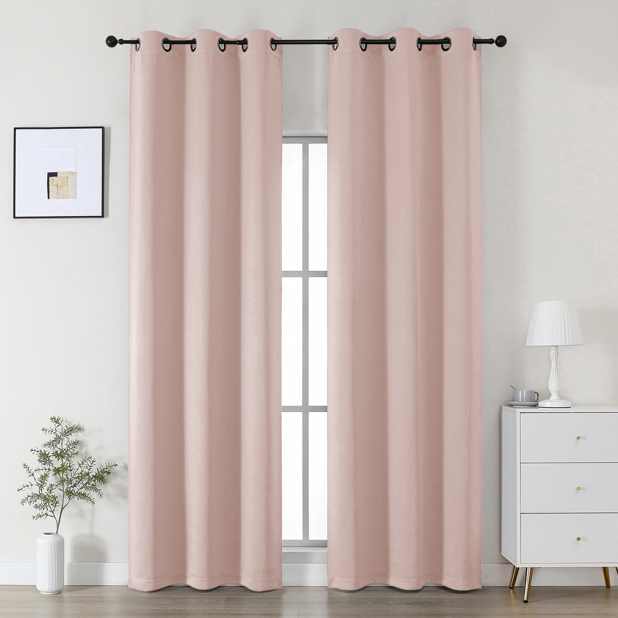 OVZME Kalme 2 Panels Blush Grommet Blackout Curtains 84 inch Length, Thermal Insulated Room Darkening Curtain Drapes for Living Room Bedroom, Each W40 x L84 inch, Blush