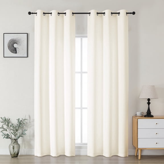 OVZME Kalme 2 Panels Natural White Grommet Blackout Curtains 84 inch Length, Thermal Insulated Room Darkening Curtain Drapes for Living Room Bedroom, Each W40 x L84 inch, Natural White
