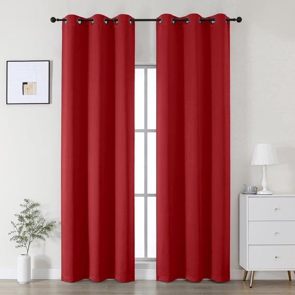 OVZME Kalme 2 Panels Red Grommet Blackout Curtains 84 inch Length, Thermal Insulated Room Darkening Curtain Drapes for Living Room Bedroom, Each W40 x L84 inch, Red