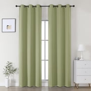 OVZME Kalme 2 Panels Sage Green Grommet Blackout Curtains 84 inch Length, Thermal Insulated Room Darkening Curtain Drapes for Living Room Bedroom, Each W40 x L8