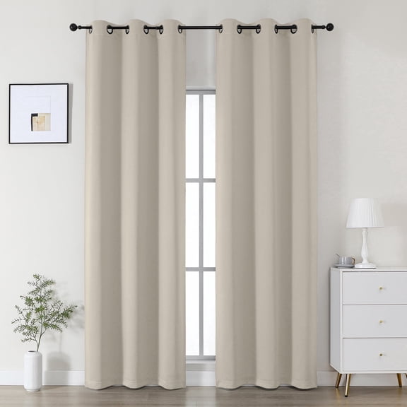 OVZME Kalme 2 Panels Stone Grommet Blackout Curtains 84 inch Length, Thermal Insulated Room Darkening Curtain Drapes for Living Room Bedroom, Each W40 x L84 inch, Stone