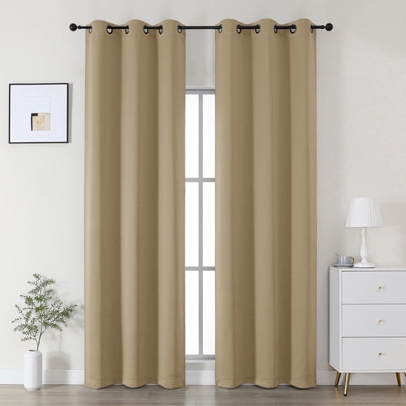 OVZME Kalme 2 Panels Taupe Grommet Blackout Curtains 84 inch Length, Thermal Insulated Room Darkening Curtain Drapes for Living Room Bedroom, Each W40 x L84 inch, Taupe