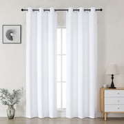 OVZME Kalme 2 Panels Pure White Grommet Blackout Curtains 84 inch Length, Thermal Insulated Room Darkening Curtain Drapes for Living Room Bedroom, Each W40 x L8