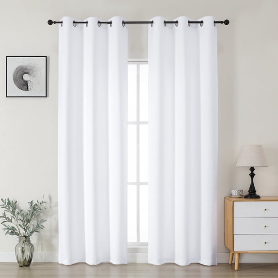 OVZME Kalme 2 Panels Pure White Grommet Blackout Curtains 84 inch Length, Thermal Insulated Room Darkening Curtain Drapes for Living Room Bedroom, Each W40 x L84 inch, Pure White