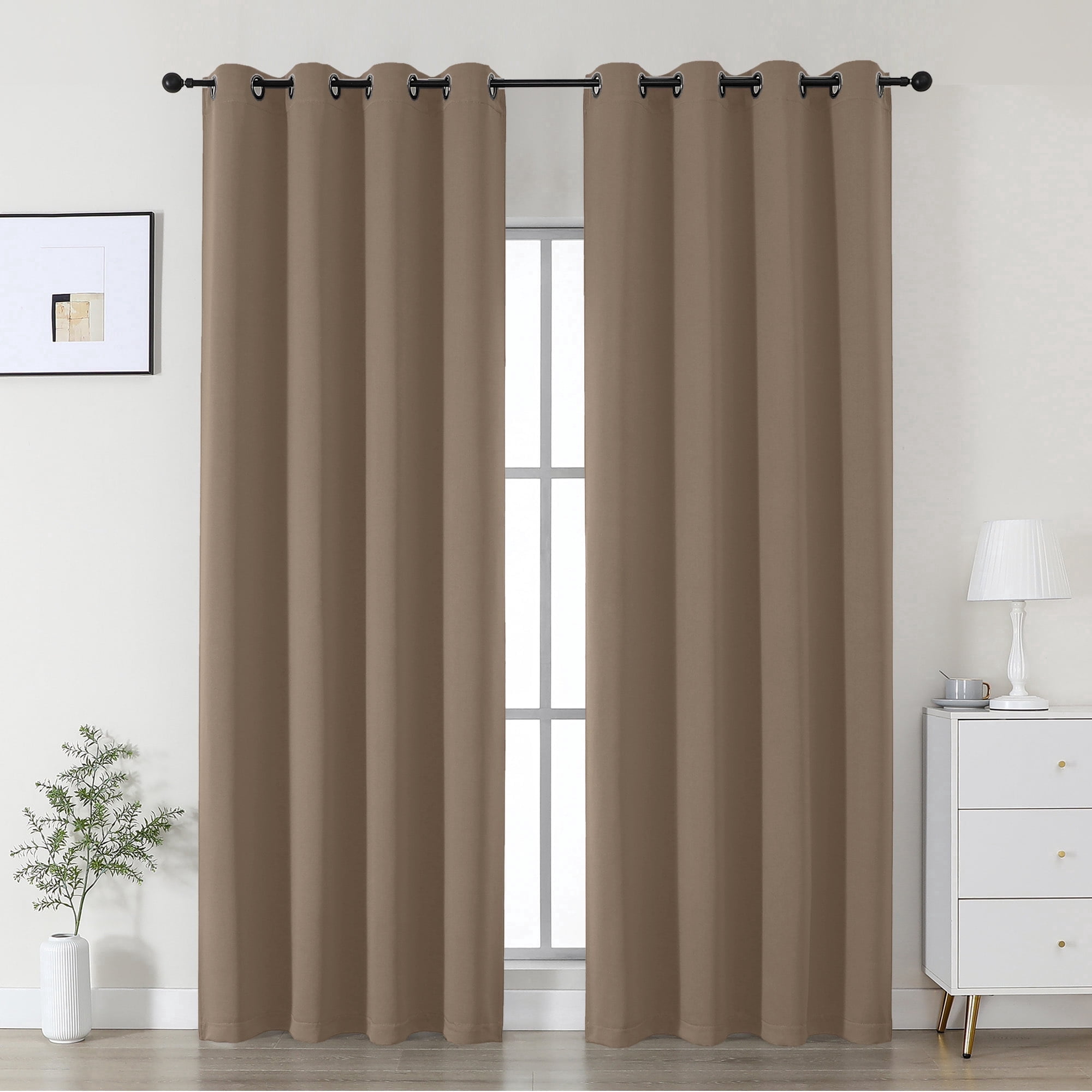 OVZME Kalme Barley Grommet Blackout Curtains 84 Inch Length 2 Panels, Farmhouse Style Thermal Insulated Drapes for Bedroom Living Room Windows, Each W50xL84 Inches