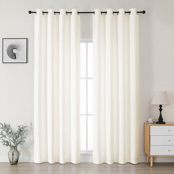 OVZME Kalme 50x90 Natural White Blackout Curtains 2 Panels, 90 Inch Extra Long Grommet Thermal Drapes for Tall Ceiling Windows, Living Room Bedroom, Each W50xL90 Inches