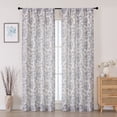 thumbnail image 1 of OVZME Dark Blue Floral Printed Curtains 84 Inches Long 2 Panels Set, Farmhouse Faux Linen Light Filtering Rod Pocket Window Drapes for Living Room Bedroom, Each 40"W x 84"L, 1 of 9