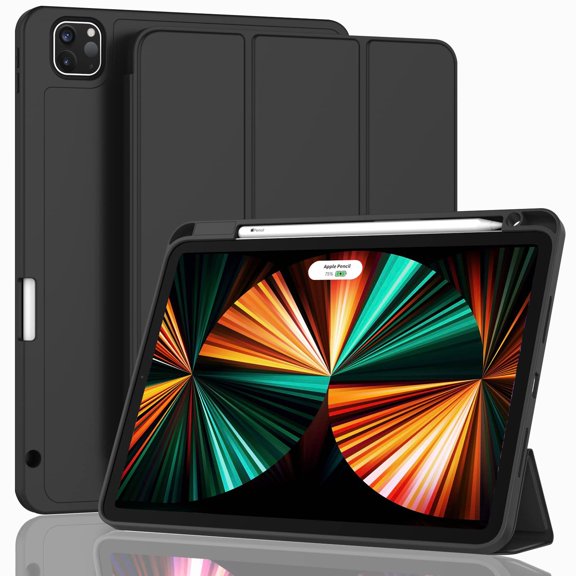 WZOOP Customizable iPad Pro 12.9 Inch Case 2022/2021/2020 (6th/5th/4th Gen) with Pencil Holder - Smart Case with Touch ID, Auto Wake/Sleep & 2nd Gen Pencil Charging (Midnight Green)