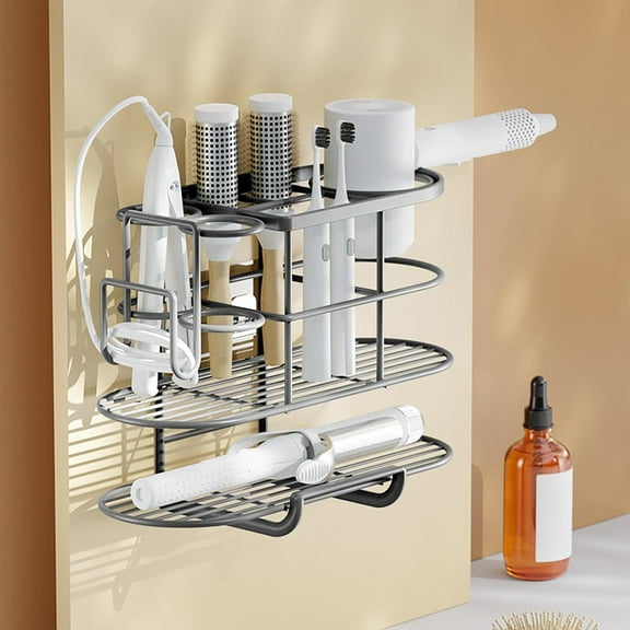 WZOOP CustomizableHair Dryer Holder, Hair Tool Organizer, Wall Mount Metal Iron Blow Dryer Organizer, Bathroom Organizer Rack, Storage Basket for Comb, Curling Wands, Flat Irons /498 (Color : Mint)