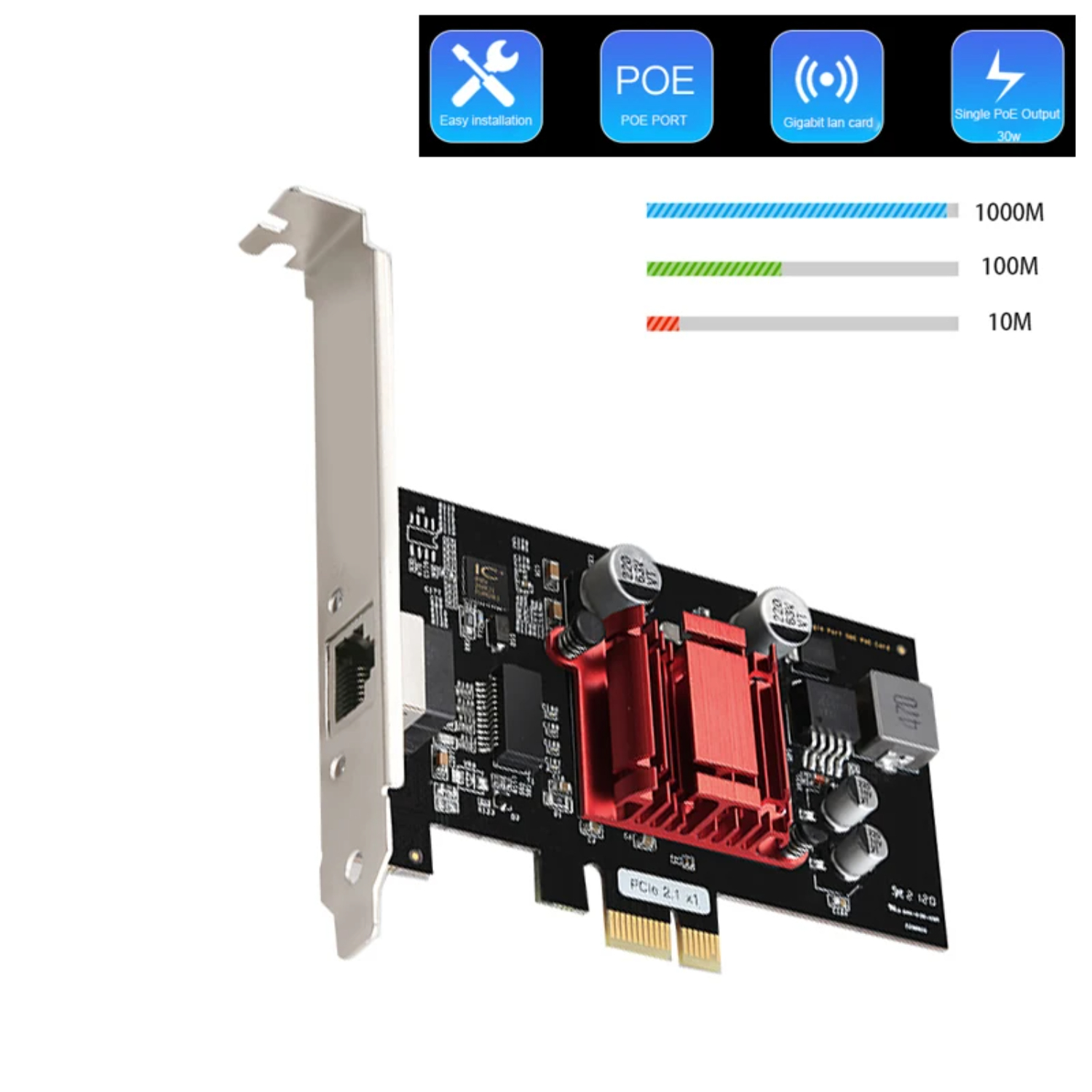 WZOQNI PCIe Server Adapter POE Gigabit Network Card RJ45 LAN Adapter gaming adaptive Game PCIE