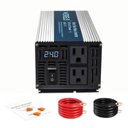 WZRELB 1200W Pure Sine Wave Inverter 24V DC to 110V 120V AC Power Converter with LED Display, Off-Grid Portable Power Inverter with 2 AC Outlets for Home, RV, Truck, Camping