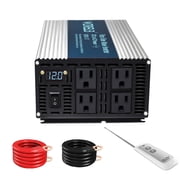WZRELB Pure Sine Wave Power Inverter, 2000W Continuous / 4000W Surge, 12V DC to 110V 120V AC Converter, LED Screen + Remote Control, 4 AC Ports, Off-Grid Power ,Household, RV, Truck and Camp