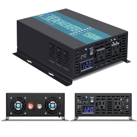 WZRELB 24V DC to 120V Pure Sine Wave Inverter 1500W Car PowerTruck RV Motorhome Solar System Battery Generator 3000W Surge