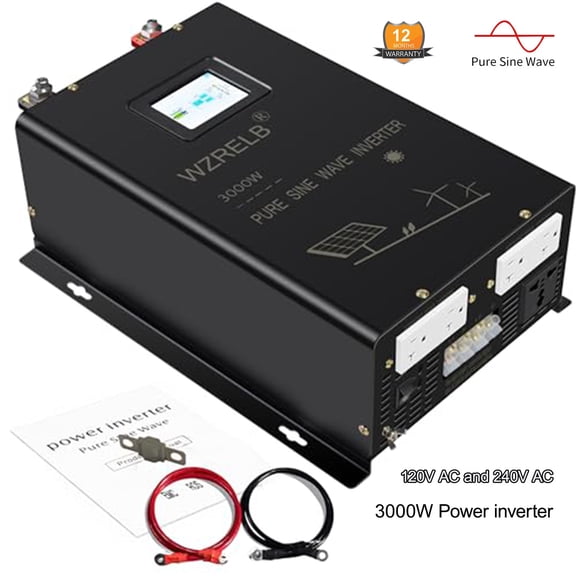 WZRELB 3000W 24V DC to 120V/240V AC Split Phase Pure Sine Wave Inverter