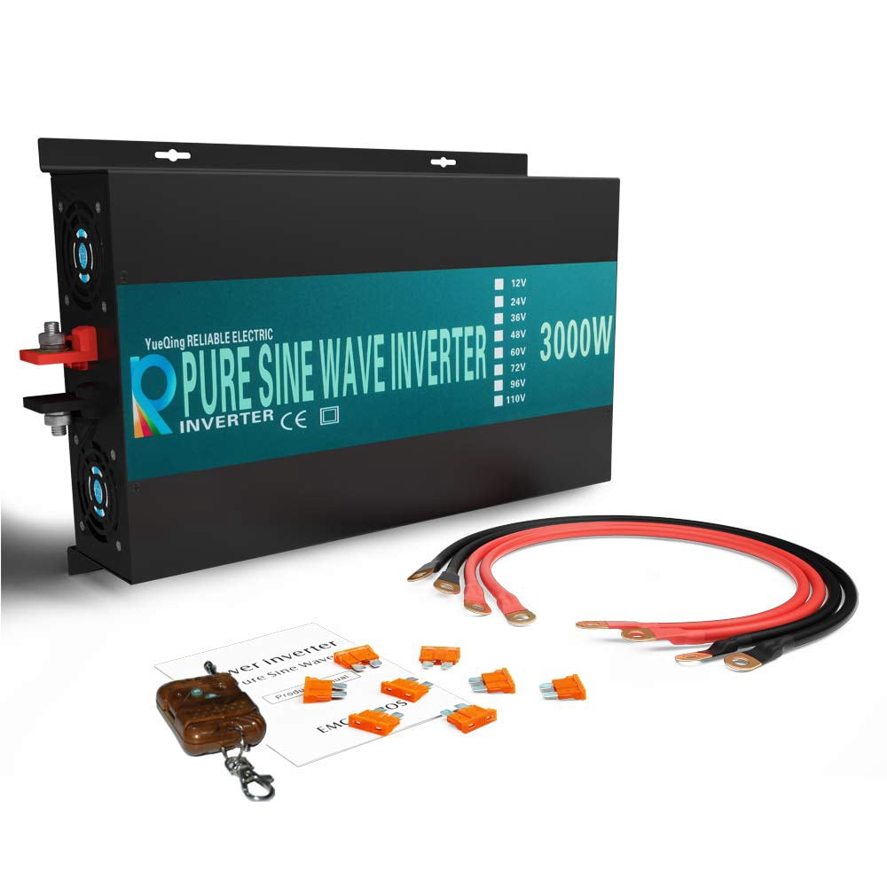 WZRELB 3000watt Pure Sine Wave Inverter 36V DC to 120V AC 60HZ with LED Display Wireless Remote Controller Car Inverter Generator (RBP300036VCRT)