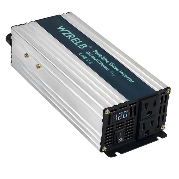 WZRELB 500W Pure Sine Wave Inverter 12V DC to 110V 120V AC Power Converter with LED Display, Off-Grid Portable Power Inverter with 2 AC Outlets for Home, RV, Truck, Camping