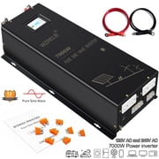 WZRELB 7000W Split Phase Pure Sine Wave Inverter, 48V DC to 120V/240V AC, 4 AC Outlets, Hardwire Terminal, High Efficiency up to 91.6%