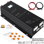 WZRELB 8000W 24V Pure Sine Wave Inverter,24 Volt DC to AC 120V 240V Split Phase Power Inverter,2*AC Hardwire Terminal,16KW Surge,High Efficiency up to 91.6% with LCD Display