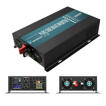 WZRELB Pure Sine Wave Inverter 2000 Watt 12V DC to 120V AC Power Converter Car Truck Solar System