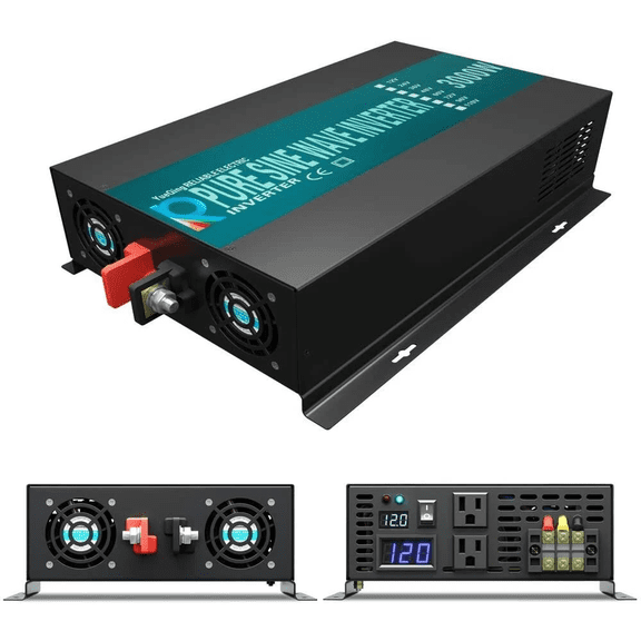 WZRELB Reliable 3000w Pure Sine Wave Solar Power Inverter 12v 110-120v 60hz With LED Display (Black) Solar System (RBP-3000S-LEDblack)