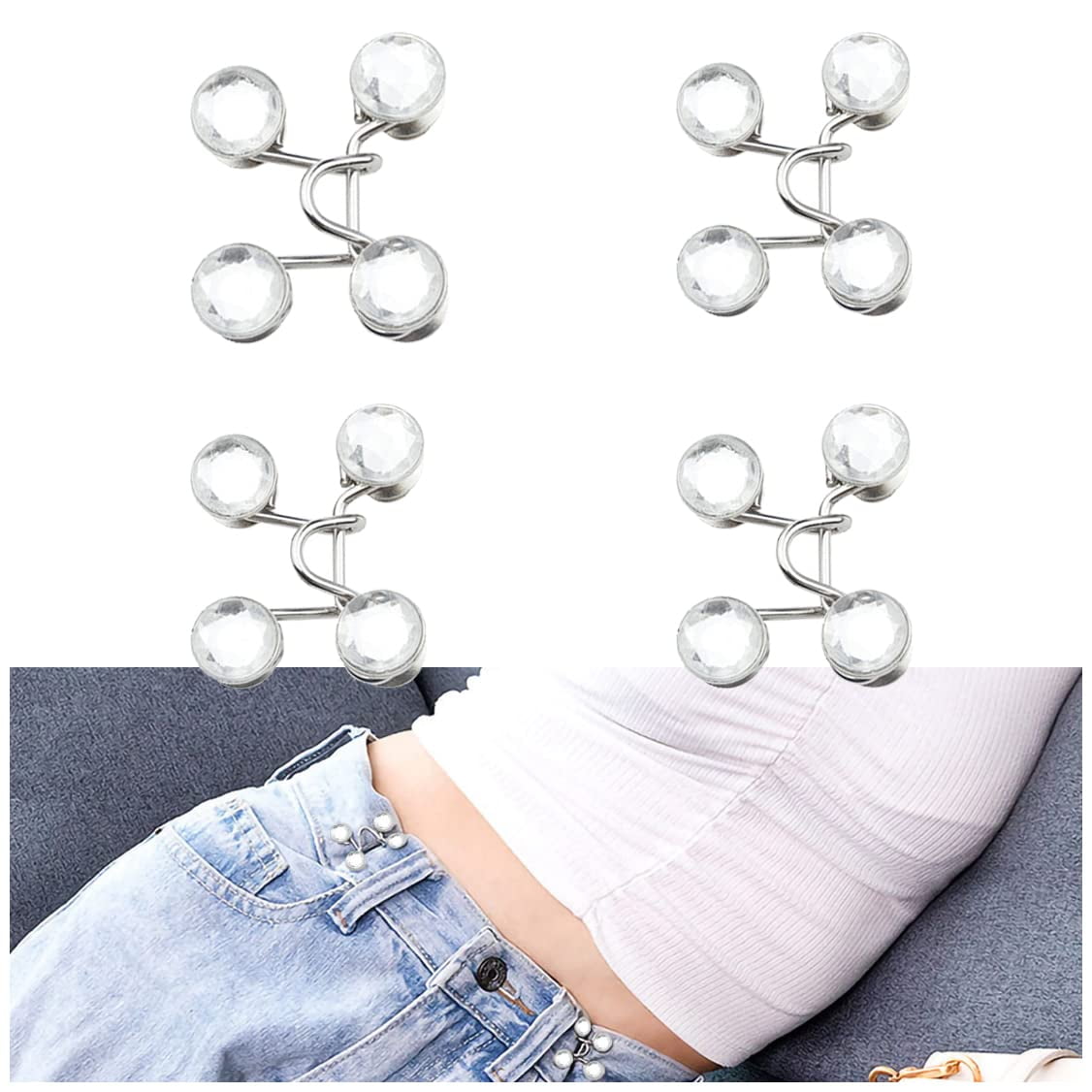 WZT 20 Pieces Jean Button Pins, Adjustable Waist Buckle Extender Set,No ...