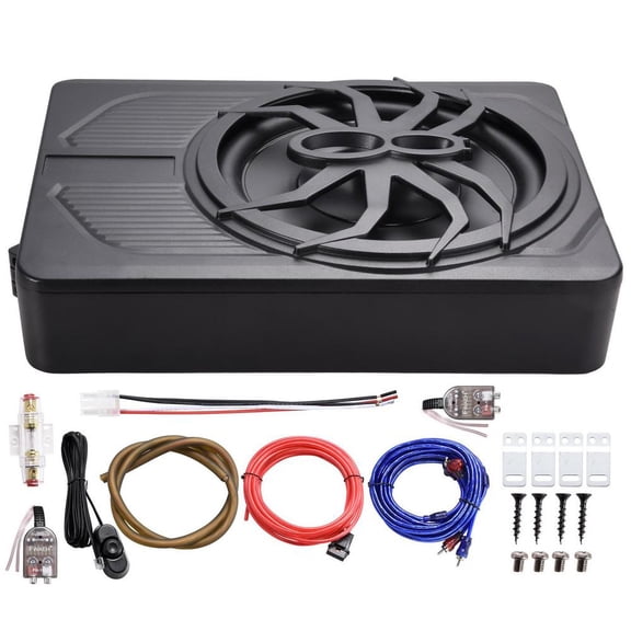 WZTO 10 Inch Micro Compact Amplified Subwoofer Enclosure for Small Vehicles with Amp and LED, Under Seat Car Subwoofer ,Active Powered Underseat Subs with Amp , External Bass Control, 800W