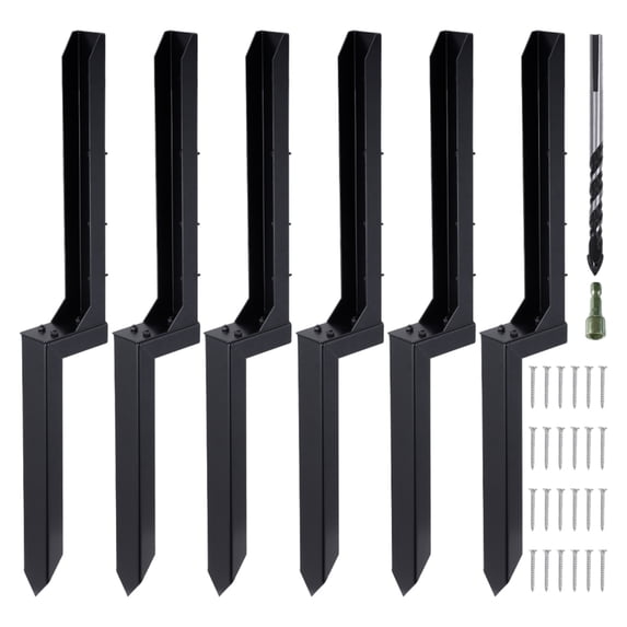 WZTO 6 Pack Fence Post Anschor Kit, Heavy Duty Steel Fence Post Repair Stakes, Fence Post Ancshor Ground Spike for Repairing Tilted Broken Wooden Fence Post ,Fence Post Asnchor Repair Kit, 32"L