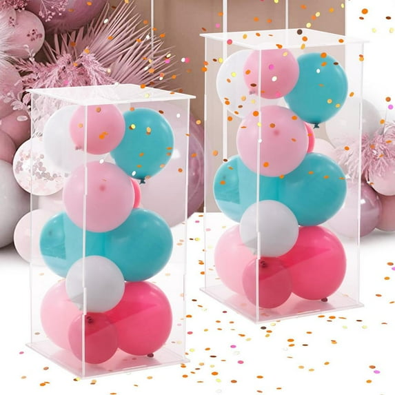 WZTO Acrylic Tall Box Riser 2pcs Transparent Art Decor Stand Flower Towers Centerpiece Display For Event Centers Birthday Parties Banquet Halls Wedding Aisles regular