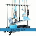 thumbnail image 1 of WZTO Broom And Mop Holder | Movable Cleaning Tools Storage Cart With Wheels | Multifunctional Tool Organization For Home, School, Restaurant, Hotel, Garden, 1 of 10