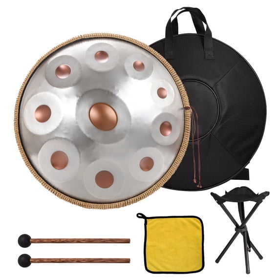 WZTO Hand Pan Drum | 10-Note D Minor Metal Hand Pan Drum with Carry Bag | Multifunctional Musical Supplies, 22 Inches Percussion Instruments for Yoga Meditation