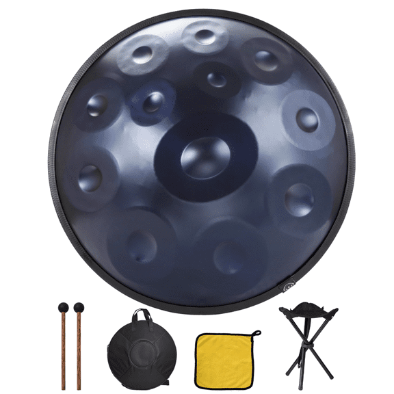 WZTO Handpan Drum, Handpan Drums for Adults, 22-Inch 12-Notes D Minor Kurd Handpan, Handpan Instrument with Soft Handpan Bag, 2 Handpan Mallets, Handpan Stand and Dust-Free Cloth (Blue)