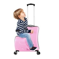WZTO Kids Luggage, Rider 24" Ride-on Suitcase for Kids with Double Spinner Wheels, Carry On Trolley Luggage with Password Lock