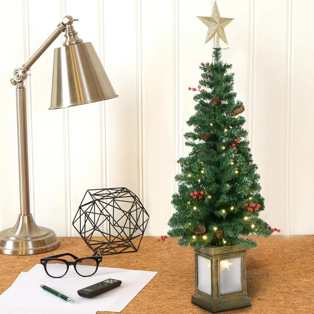 Vickerman 4ft Alpine Artificial Christmas Tree With Real Pine Cones - Unlit Tabletop Tree For Rustic Decor