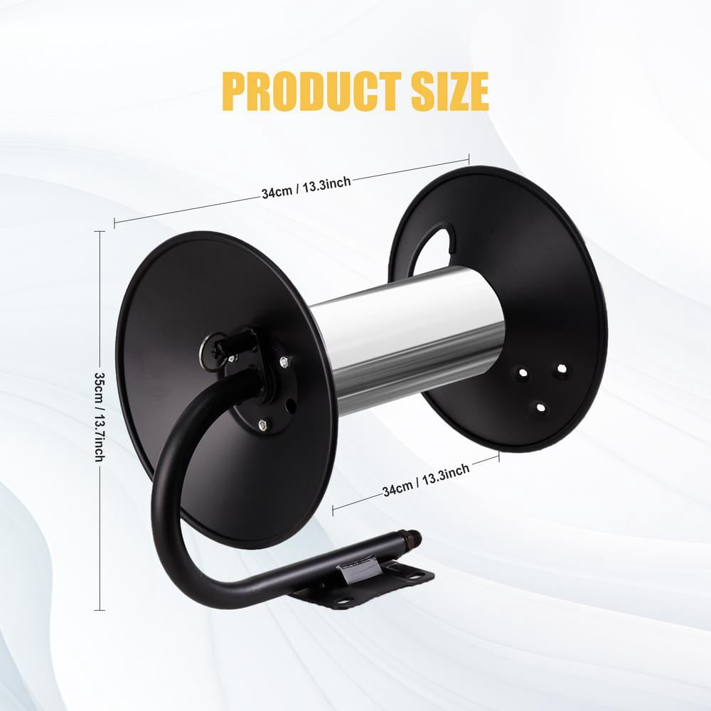 WZTO Pressure Washer Hose Reel 100ft Manual Crank Hose Reel with 3ft Jumper Hose Manual Crank Power Washer Air Compressor Stainless Steel Hose Wheel For Air/Liquid/Water Use improved