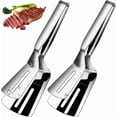 Funpisea 12 inch 304 Stainless Steel Kitchen Spatula Tongs 2 Pack ...