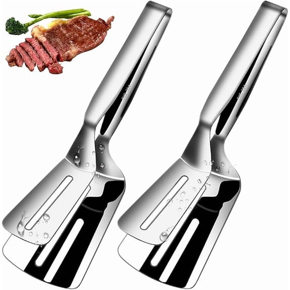 Funpisea 12 inch 304 Stainless Steel Kitchen Spatula Tongs 2 Pack