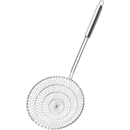 WZW Best Utensils Asian Kitchen Stainless Steel Spider Strainer Professional Wire Skimmer with Spiral Mesh (7-Inch Strainer Basket)