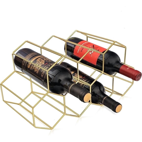 Wzw Countertop Small Wine Rack Gold Wire Wine Rack Holder Wine Stand Metal Wine Rack for Small Spaces