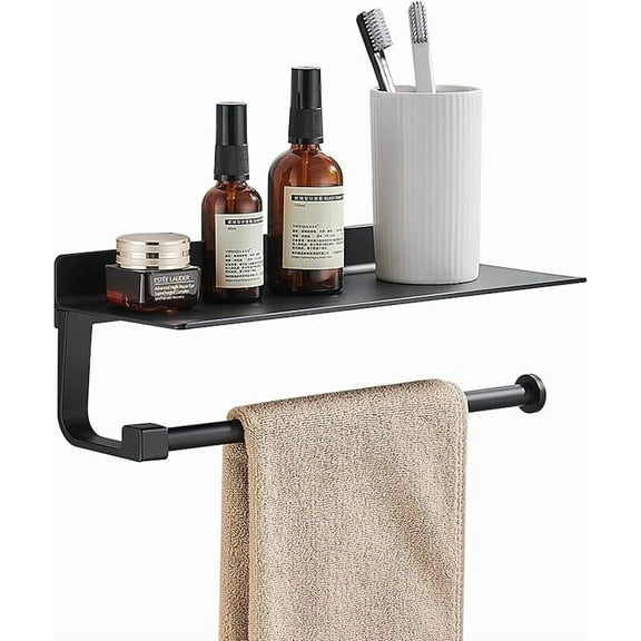 WZW Hand Towel Holder for Bathroom -Paper Towel Holder Wall Mount - for Bathroom Black Paper Towel Holder with Shelf -Kitchen Towel Holder Black