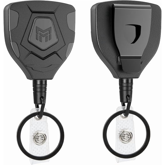 Wzw Heavy Duty Classic Retractable Keychain with Belt Clip, ID Badge Reel Key Chain, Badge Holder with 31.5' Steel Cord and Key Ring, 9.0oz, 2-Pack