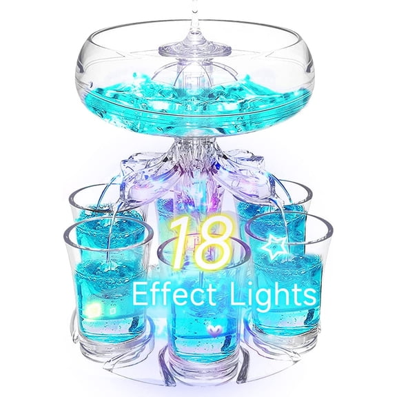 Funpisea 6-Shot Acrylic Drink Dispenser with LED Lights Party Bar Accessory Set