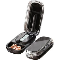 WZW Pill Cutter Splitter for Small and Tiny Pills - Adjustable Pill Splitter with Centering Device for Cutting Multiple Pills, Precision Alignment, Easy to Use and Travel Sized, (1/2 White)