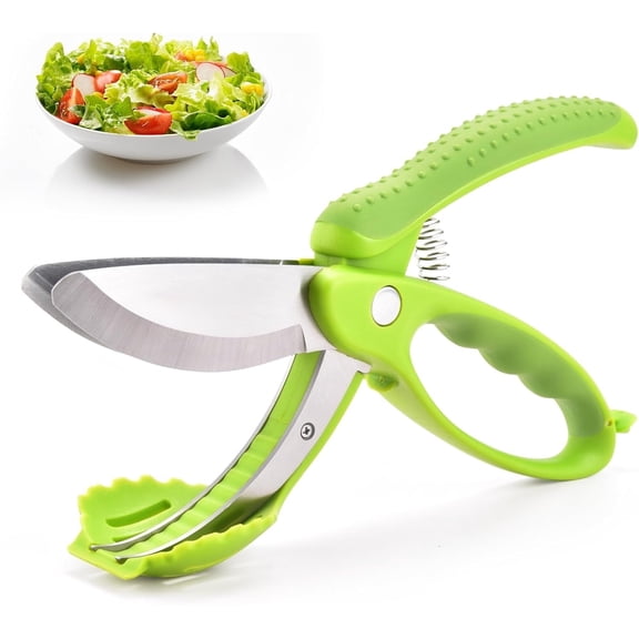 Funpisea Salad Chopper Scissors, Stainless Steel Lettuce and Vegetable Cutter with Easy-Grip Handle