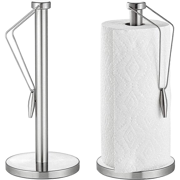 Wzw Standing Paper Towel Holder,Countertop Paper Towel Stand with Adjustable Spring Arm for Kitchen Bedroom Bathroom