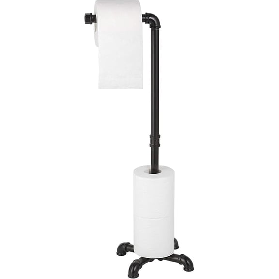 Wzw Toilet Paper Holder Stand, Industrial Free Standing Bathroom Tissue Paper Roll Dispenser, Black