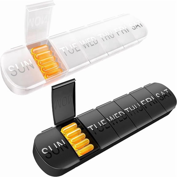 Funpisea 2 Pack 7 Day Pill Organizer, AM/PM Large Compartment Pill Case