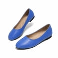 thumbnail image 1 of CucumberDay Comfortable Faux Leather Insole Low Heels Dress Shoes For Ladies,Stylish Comfortable Ballet Flat, Elegant Work Penny shoes ,Cute Round Toe Dress shoes for Ladie （Blue,US7.5）, 1 of 7